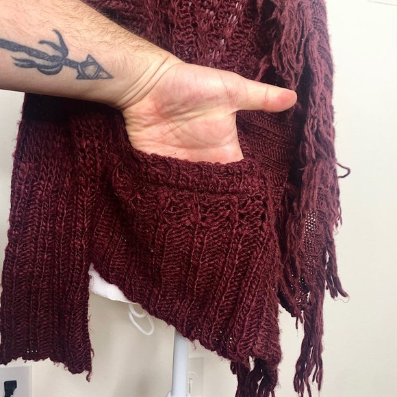 Pete & Greta Johnny Was Wool Blend Brand Knit Fringe Sweater Cardigan Size M - Picture 7 of 10